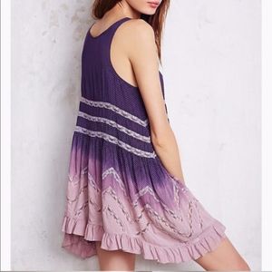 Free People Voile and Lace Slip Purple Ombre XS